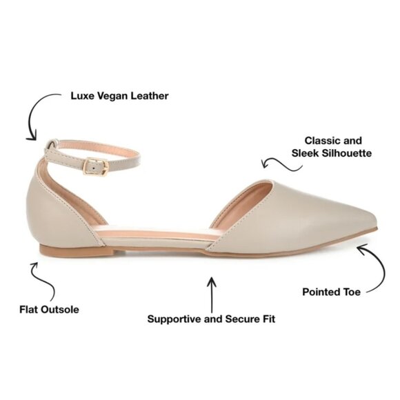 Journee Collection Womens Reba Buckle Pointed Toe Ballet Flats Size 6, Grey - Picture 3 of 5